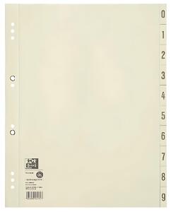 Trennblatt A4, aus 200 g/m² Kraftkarton Ziffen 0-9 und Tabfelder 10/20