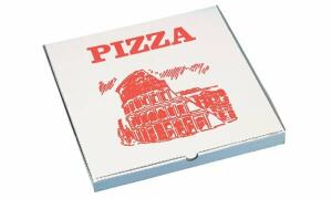STARPAK Pizzakarton eckig, 300 x 30 0 x 30 mm, weiß/rot (6190005)