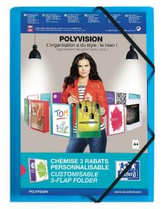 Oxford Eckspannermappe "polyvision" A4, mit 3 Klappen, blau