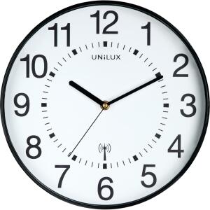 Unilux WAVE Wanduhr mit Funksteuerung schwarz, Durchmesser: 30 cm, m. Batterie