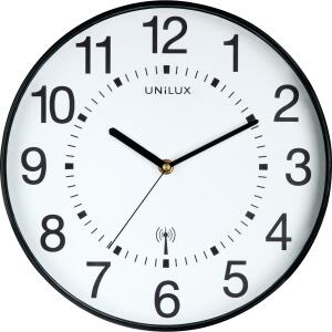Unilux MAXI WAVE Wanduhr mit Funksteuerung schwarz, Durchmesser: 37,5 cm, m. Batterie
