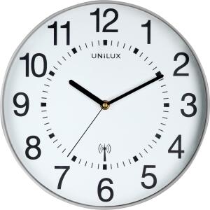 Unilux MAXI WAVE Wanduhr mit Funksteuerung metallgrau, Durchmesser: 37,5 cm,  m. Batterie