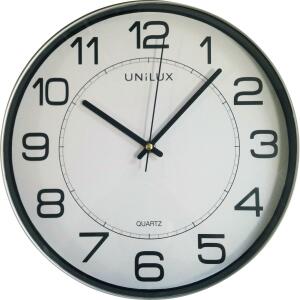 Unilux MAGNET Wanduhr mit Magnetbefestigung metallgrau, Durchmesser: 30,5 cm, Quarzuhrwerk,  m. Batterie