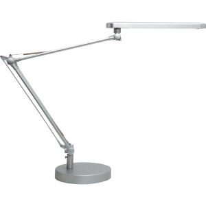 Unilux MAMBO LED Schreibtischleuchte grau, mit Tischklemme, Standfuß und Gelenkarm