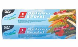 PAPSTAR Gefrierbeutel - 6 L, LLDPE-Folie, transparent, 45 Stück, Verschlussclips