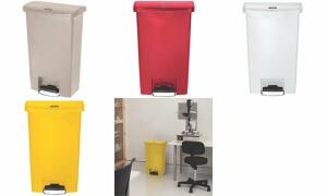 Rubbermaid Tret-Abfalleimer Slim Ji m, 50 Liter, beige (71240028)