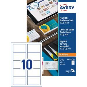 Zweckform AVERY Cartes de visite Quick&Clean, 200 g/m2, blanc mat (72132011)