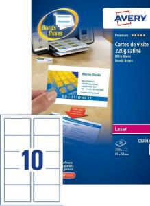 Zweckform AVERY Cartes de visite Quick&Clean, 270 g/m2, satin blanc (72132026)