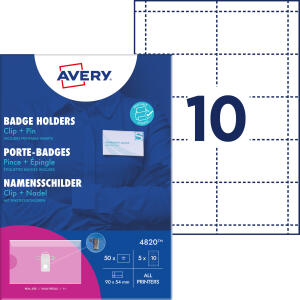 Zweckform AVERY Namensschild mit Kombiklemme, 90 x 54 mm (7214820)