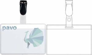 pavo Namensschild, mit Clip, 60 x 9 0 mm, transparent (7300000)