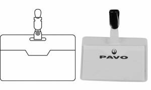 pavo Namensschild, mit Clip, 60 x 9 0 mm, transparent (7300009)