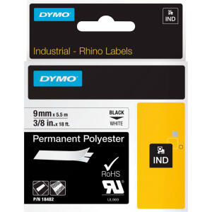 DYMO RHINO PolyesterSchriftband sc hwarz/weiß 9 mmx5 5 m (80918766)