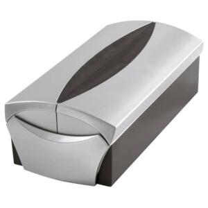 HAN DELTA Silber Edition Visitenkartenbox VIP-Set - für 500 Visitenkarten, Box+Etui, silber-schwarz