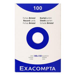 Exacompta EXACOMPTA Karteikarten, 100 x 150 m m, blanko, weiß