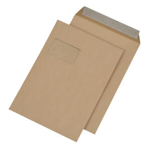 mayer-network Versandtaschen C4 , mit Fenster, haftklebend, 110 g/qm, braun, 250 Stück