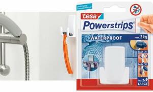 tesa Powerstrips Rasierhalter WAVE  WATERPROOF, weiß (8759703)