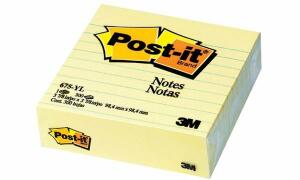 Post-it Haftnotizen XL, liniert, 10 0 x 100 mm, gelb (9000676)