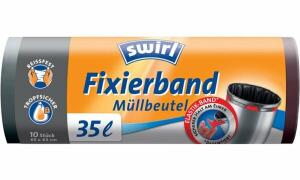 swirl Mülleimerbeutel, mit Fixierba nd, schwarz, 10 Liter (9509624)