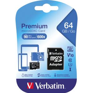 microSDXC Speicherkarte, 64 GB, Premium, Class 10, U1, UHS-I 45MB/s,