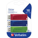 Speicherstick USB 2.0, 16 GB, StorenGo Slider, Multipack