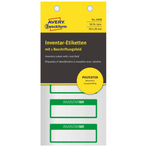 Zweckform Inventar-Etikett Polyester silber, grün, 50x20 mm, 1 Beschriftungsfeld