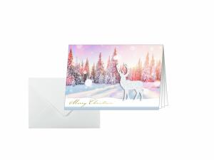 SIGEL DS066 Handmade-Weihnachts-Karten - Weihnachtsbaum - rosé/weiß - A6 quer - 10 Karten + Umschläge - inkl. Umschläge