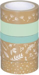 HEYDA Deko Tape Natur Blätter blau