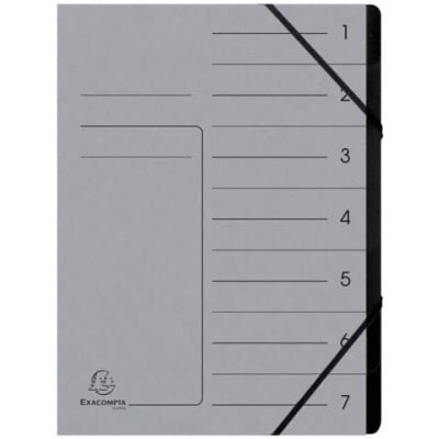 Exacompta EXACOMPTA Ordnungsmappe - 7 Fächer, A4, Karton, grau