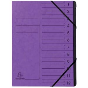 Exacompta EXACOMPTA Ordnungsmappe - 12 Fächer, A4, Karton, violett