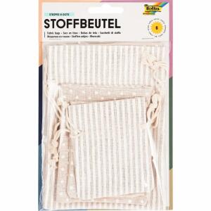 Stoffbeutel 6ST Punkte/Streifen FOLIA 64102 3 Größen sortiert