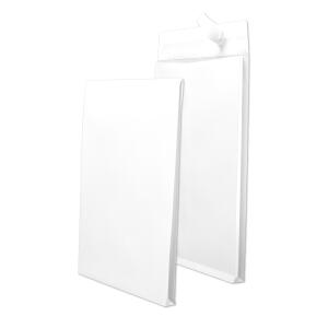 MAILmedia Faltentaschen - C4, ohne Fenster, 20 mm-Falte, Klotzboden, haftklebend, 120 g/qm, weiß, 100 Stück