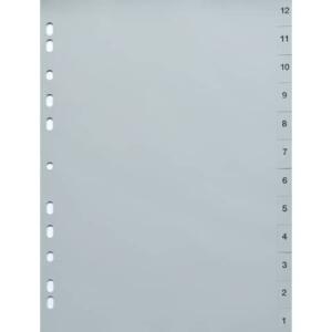Zahlenregister - 12 - 1, PP, A4, 12 Blatt, grau