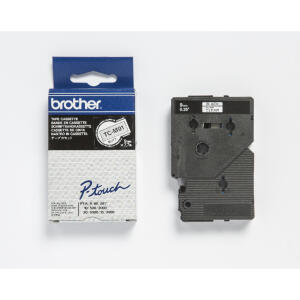 Brother TC-M91 Schriftbandkassetten - laminiert, 9 mm x 7,7 m, schwarz auf farblos matt