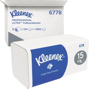 Kleenex Falthandtuch - 31,5 x 21,5 cm, 1860 Stück, 2-lagigem AIRFLEX Material, weiß