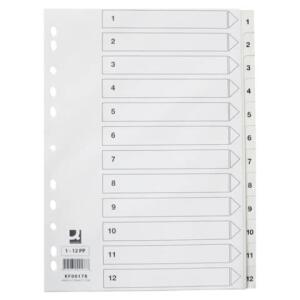 Q-Connect Zahlenregister - 1 - 12, PP, A4, 12 Blatt, weiß