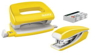 LEITZ 5561 Set Mini Locher Heftgerät NeXXt WOW gelb metallic