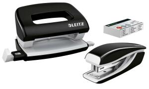 LEITZ 5561 Set Mini Locher Heftgerät NeXXt WOW schwarz metallic