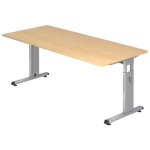 Hammerbacher Schreibtisch C-Fuß - 180 x 65-85 x 80 cm, höhenverstellbar,  Ahorn/Silber