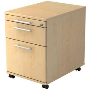 Hammerbacher Rollcontainer - 42,8 x 59 x 58 cm, 1 Schub, Hängeregistratur, Relinggriff, Ahorn