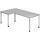 Hammerbacher Winkeltisch 4-Fuß-Gestell rund -200 x 68-76 - 120 cm, höhenverstellbar, Winkel 90°, Grau/Silber