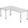 Hammerbacher Winkeltisch 4-Fuß-Gestell rund -200 x 68-76 - 120 cm, höhenverstellbar, Winkel 90°, Weiß/Silber