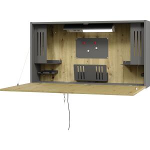 Hammerbacher Wandschreibtisch Mini Office graphit/Asteiche