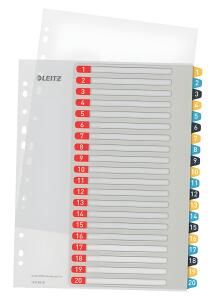Plastikregister A4 Cosy 1 bis 20 farbig mit 20 farbigen Taben