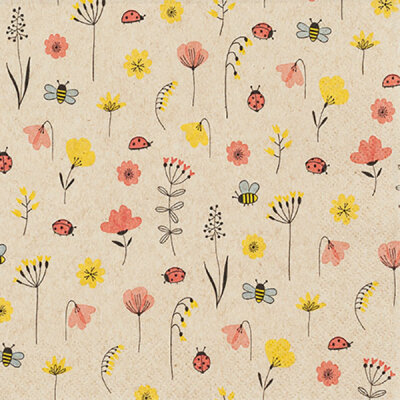 Motivserviette 33x33cm ECO HOME F. 242100 Blumen