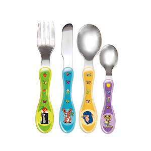 Maulwurf Blume, 4-tlg Besteckset Messer, Gabel, Esslöffel, Teelöffel