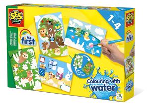 Malen mit Wasser, Inhalt: 4 Wassermalkarten, 1 Pinsel,