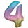 Folienballon Zahl 4  Regenbogen pastell 86cm, Amscan