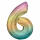 Folienballon Zahl 6  Regenbogen pastell 86cm, Amscan