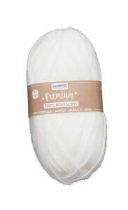 Premium Strickgarn  50g weiss, Wolle aus 100% Acryl, ca. 140m, waschbar bis 30°C, Glorex