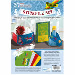 Stickfilz Set  20 Teile, Inhalt: 5 Blatt, 5 Garne, 10...